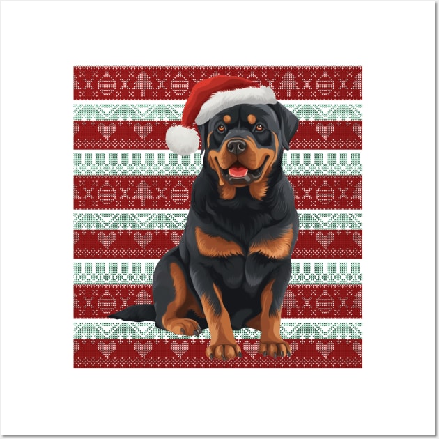 Funny Rottweiler Dog Christmas Ugly Wall Art by Zaaa Amut Amut Indonesia Zaaaa